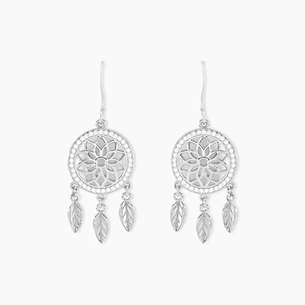 Boucles D'oreilles Pendantes Nemetona Argent Blanc Oxyde