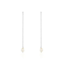 Boucles D'oreilles Pendantes Garance Argent Blanc Perle De Culture