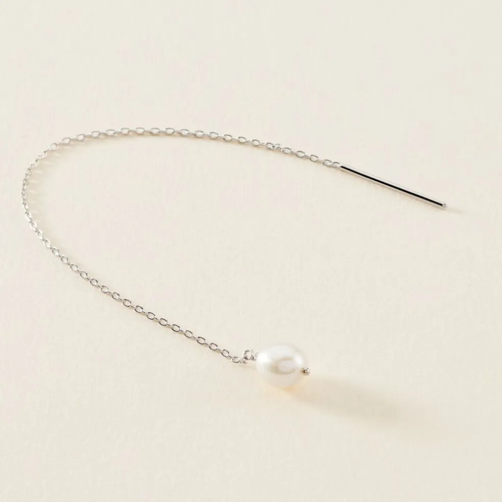 Boucles D'oreilles Pendantes Garance Argent Blanc Perle De Culture