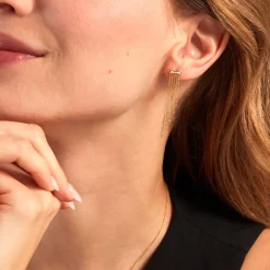 Boucles D'oreilles Pendantes Brin D'or Or Jaune