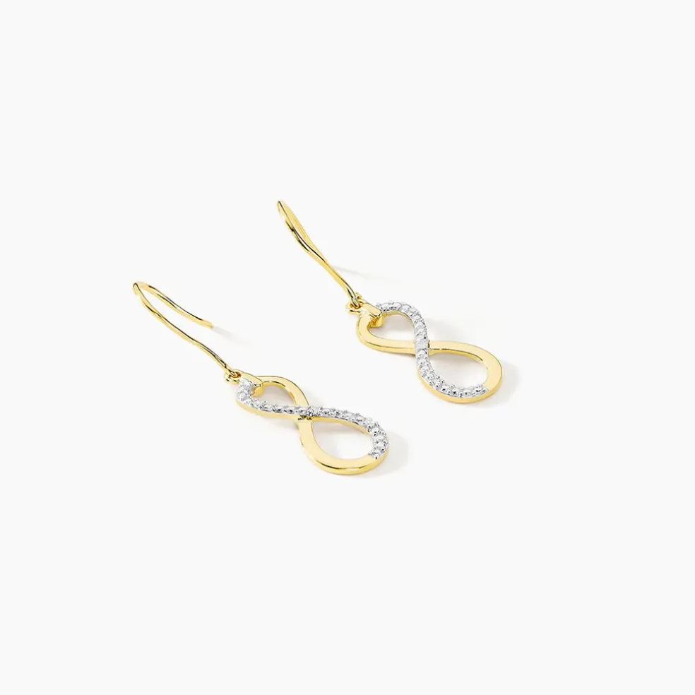 Boucles D'oreilles Pendantes Infino Or Jaune Diamant