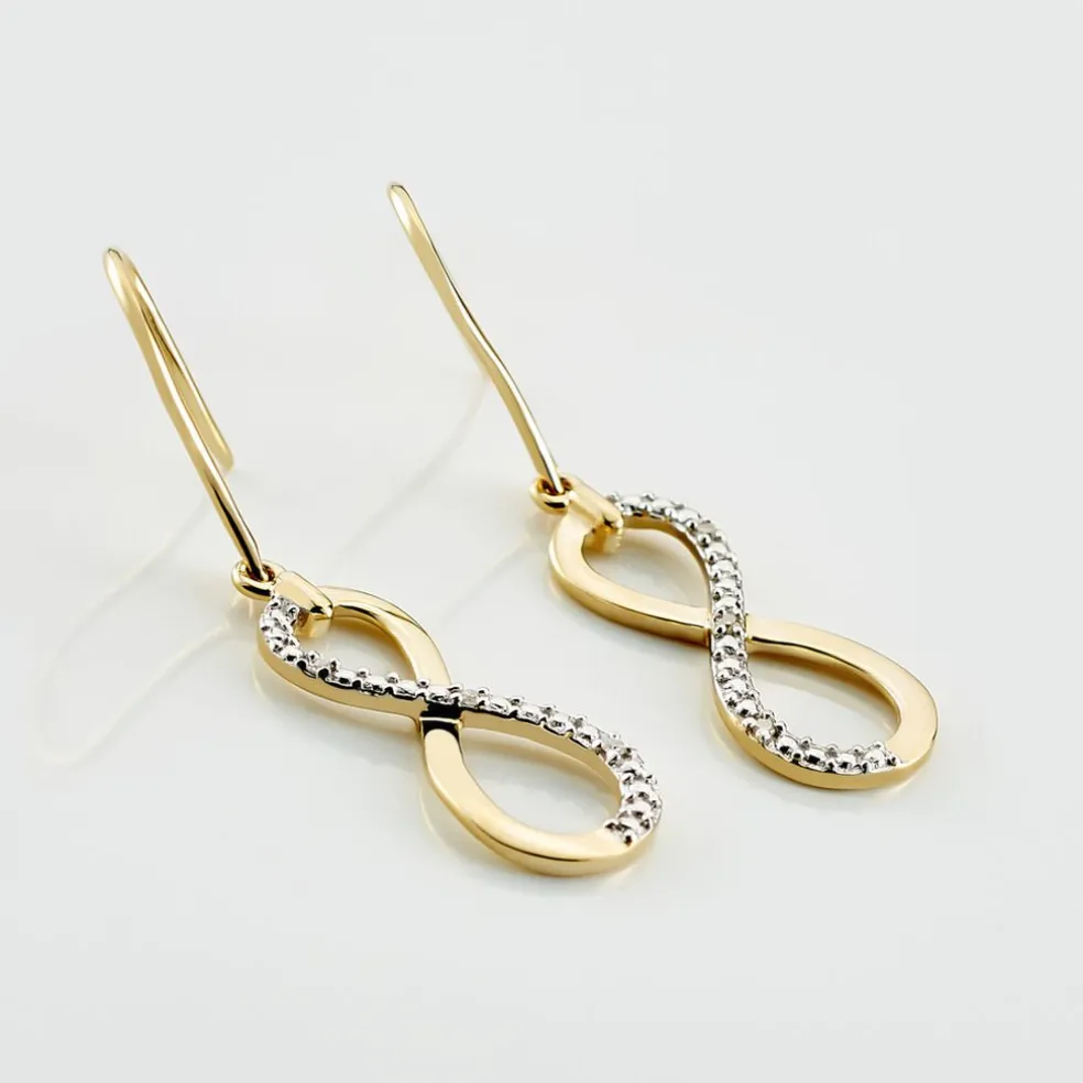 Boucles D'oreilles Pendantes Infino Or Jaune Diamant