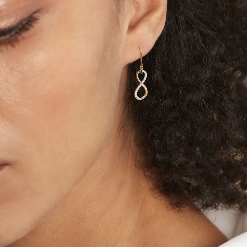 Boucles D'oreilles Pendantes Infino Or Jaune Diamant