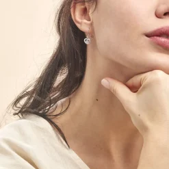 Boucles D'oreilles Pendantes Nalan Argent Blanc Oxyde De Zirconium