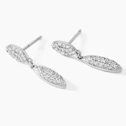 Boucles D'oreilles Pendantes Tiwa Argent Blanc Oxyde De Zirconium