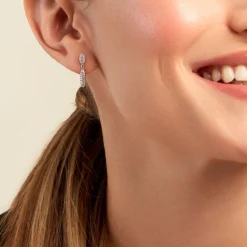 Boucles D'oreilles Pendantes Tiwa Argent Blanc Oxyde De Zirconium