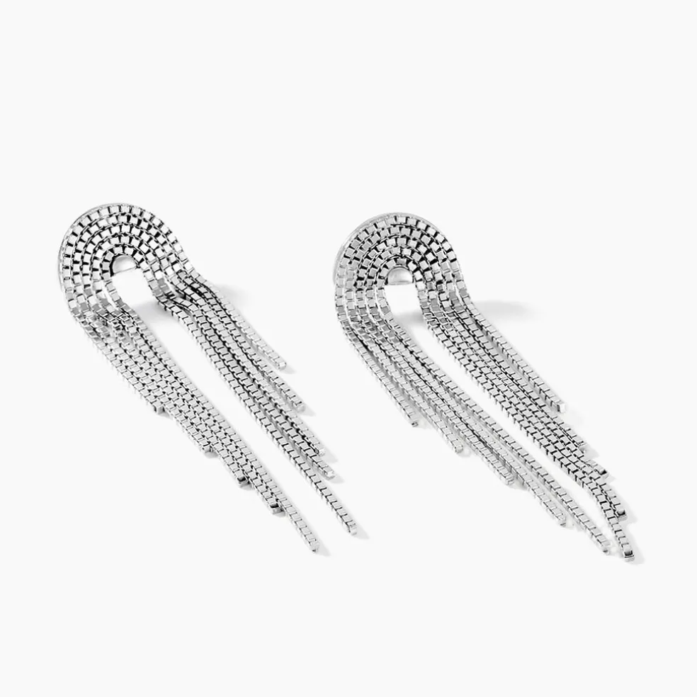 Boucles D'oreilles Pendantes Jakarta Argent Blanc