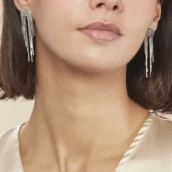 Boucles D'oreilles Pendantes Jakarta Argent Blanc