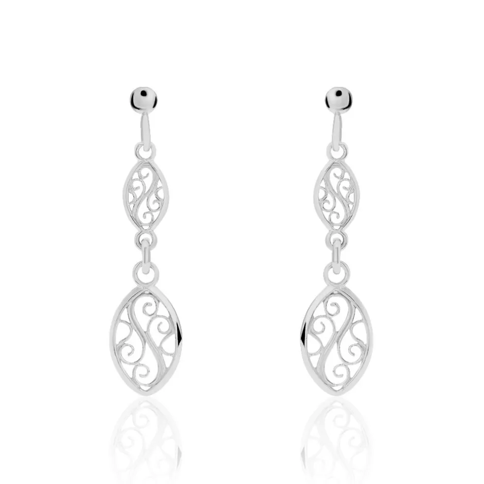 Boucles D'oreilles Pendantes Mahee Argent Blanc