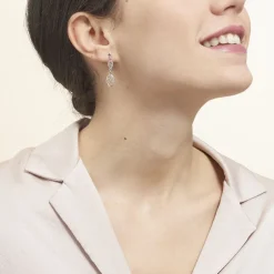 Boucles D'oreilles Pendantes Mahee Argent Blanc