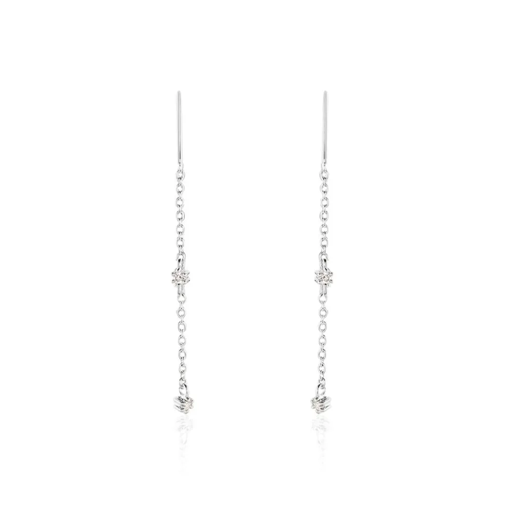 Boucles D'oreilles Pendantes Garsha Argent Blanc Oxyde De Zirconium