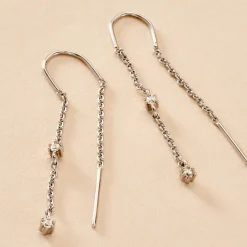 Boucles D'oreilles Pendantes Garsha Argent Blanc Oxyde De Zirconium