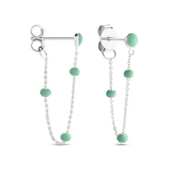 Boucles D'oreilles Pendantes Polka Argent Blanc