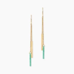 Boucles D'oreilles Pendantes Halcyone Or Jaune Aventurine