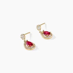 Boucles D'oreilles Pendantes Brigita Plaqué Or Pierre Et Oxyde