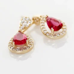 Boucles D'oreilles Pendantes Brigita Plaqué Or Pierre Et Oxyde