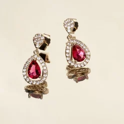 Boucles D'oreilles Pendantes Brigita Plaqué Or Pierre Et Oxyde