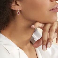 Boucles D'oreilles Pendantes Brigita Plaqué Or Pierre Et Oxyde