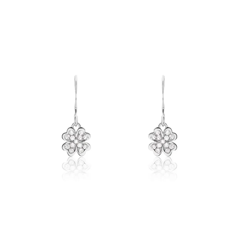 Boucles D'oreilles Pendantes Fortunata Argent Blanc Oxyde De Zirconium