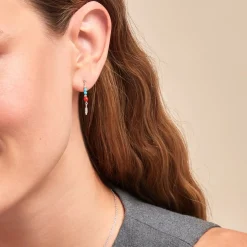 Boucles D'oreilles Pendantes Behati Argent Blanc Corail Turquoise
