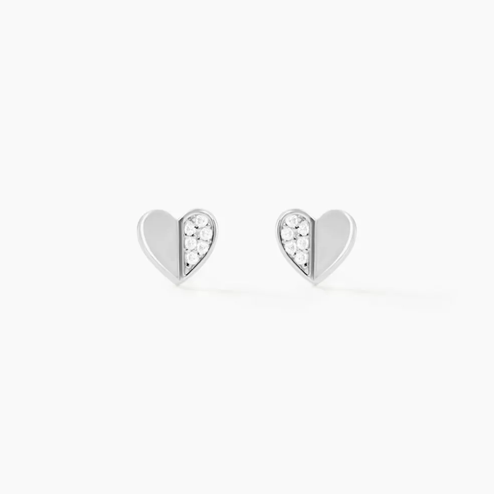 Boucles D'oreilles Pendantes Natacha Argent Blanc Oxyde De Zirconium