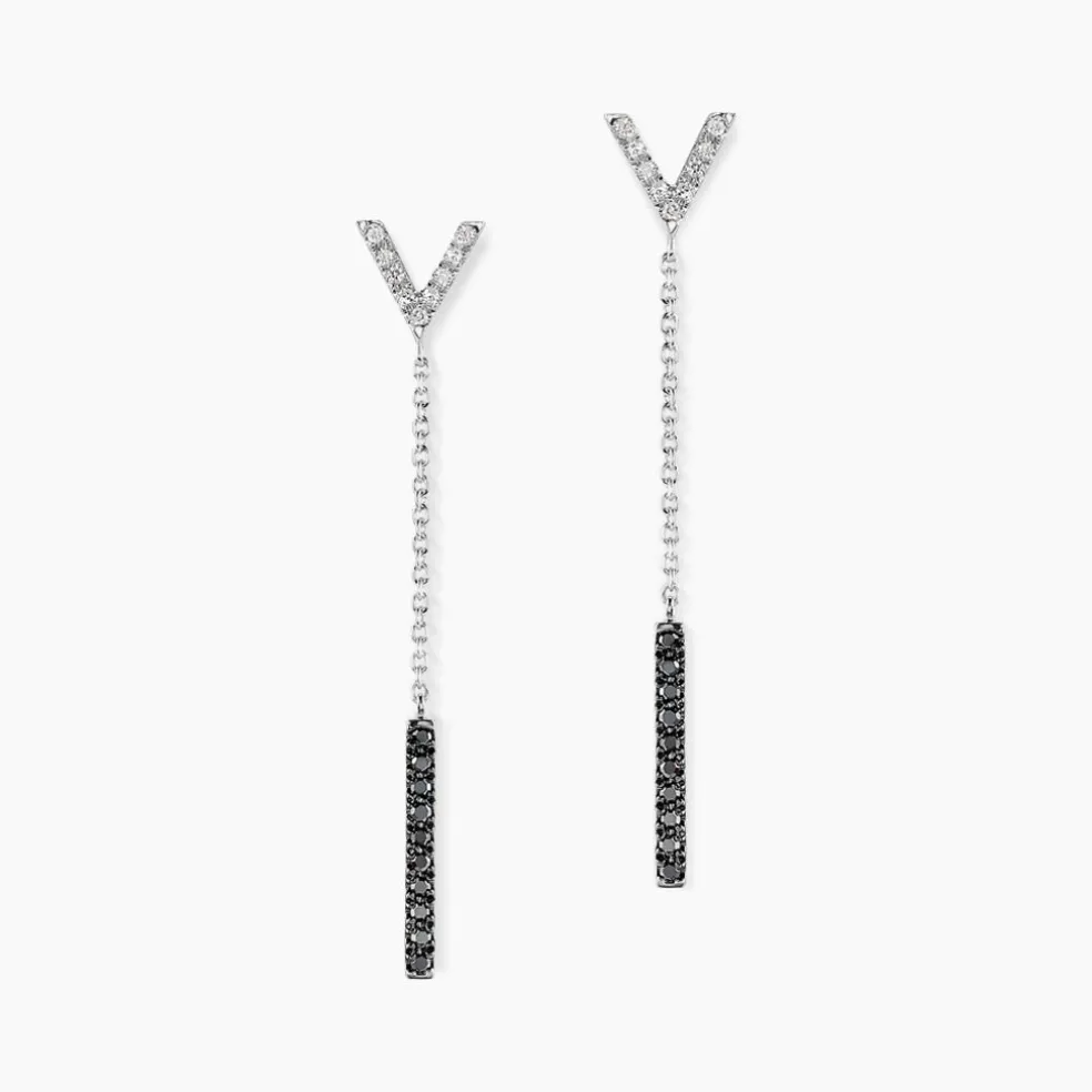 Boucles D'oreilles Pendantes Rachel Or Blanc Diamant