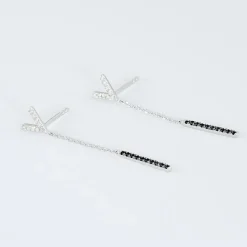 Boucles D'oreilles Pendantes Rachel Or Blanc Diamant