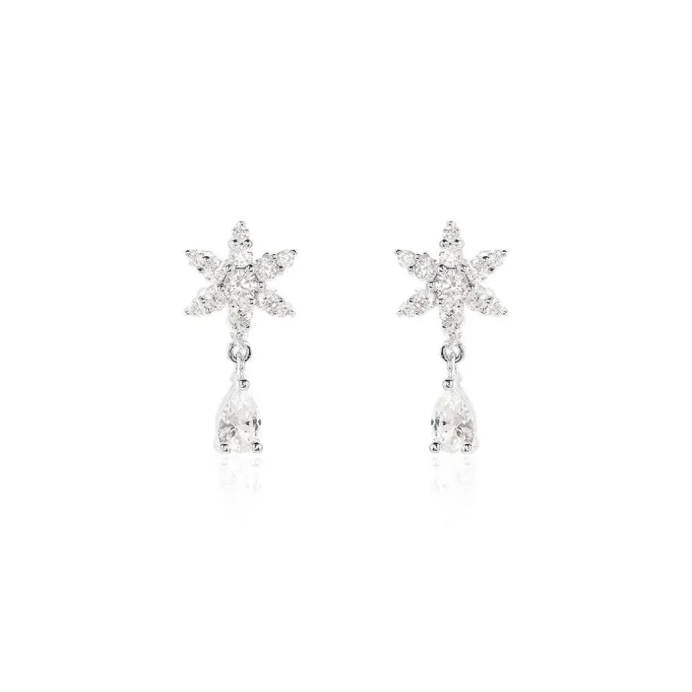 Boucles D'oreilles Pendantes Linas Argent Blanc Oxyde De Zirconium
