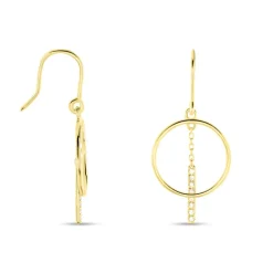 Boucles D'oreilles Pendantes Or Jaune Guda Oxyde De Zirconium