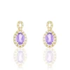 Boucles D'oreilles Pendantes Passion Or Jaune Amethyste Et Oxyde