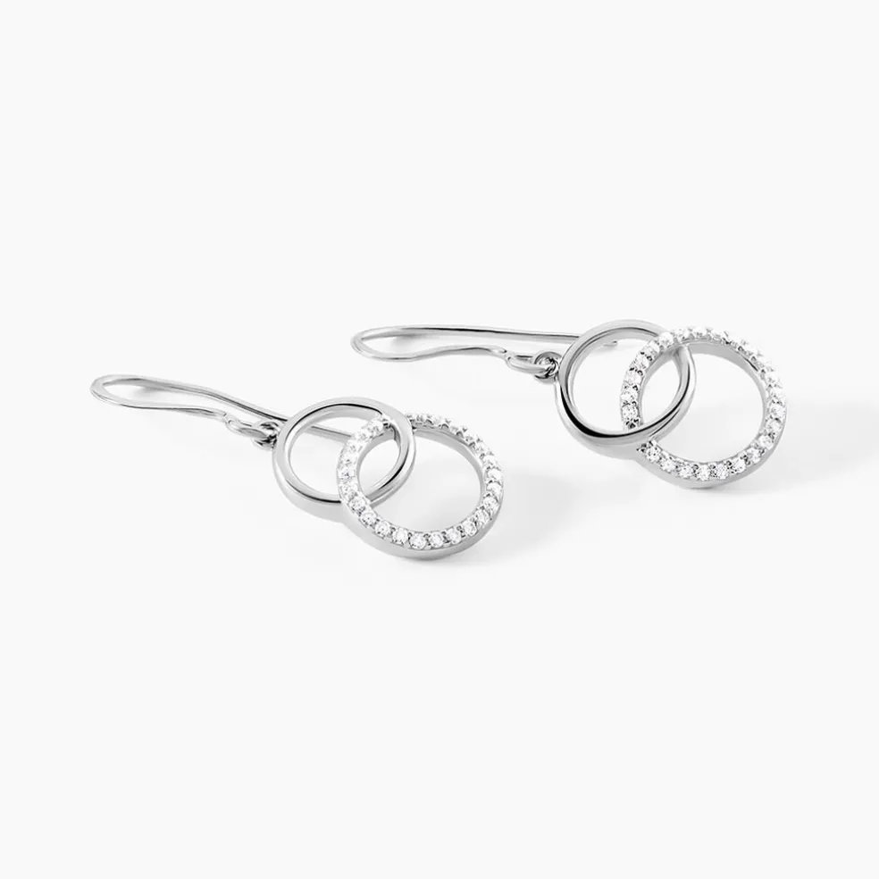 Boucles D'oreilles Pendantes Isabel Argent Blanc Oxyde De Zirconium