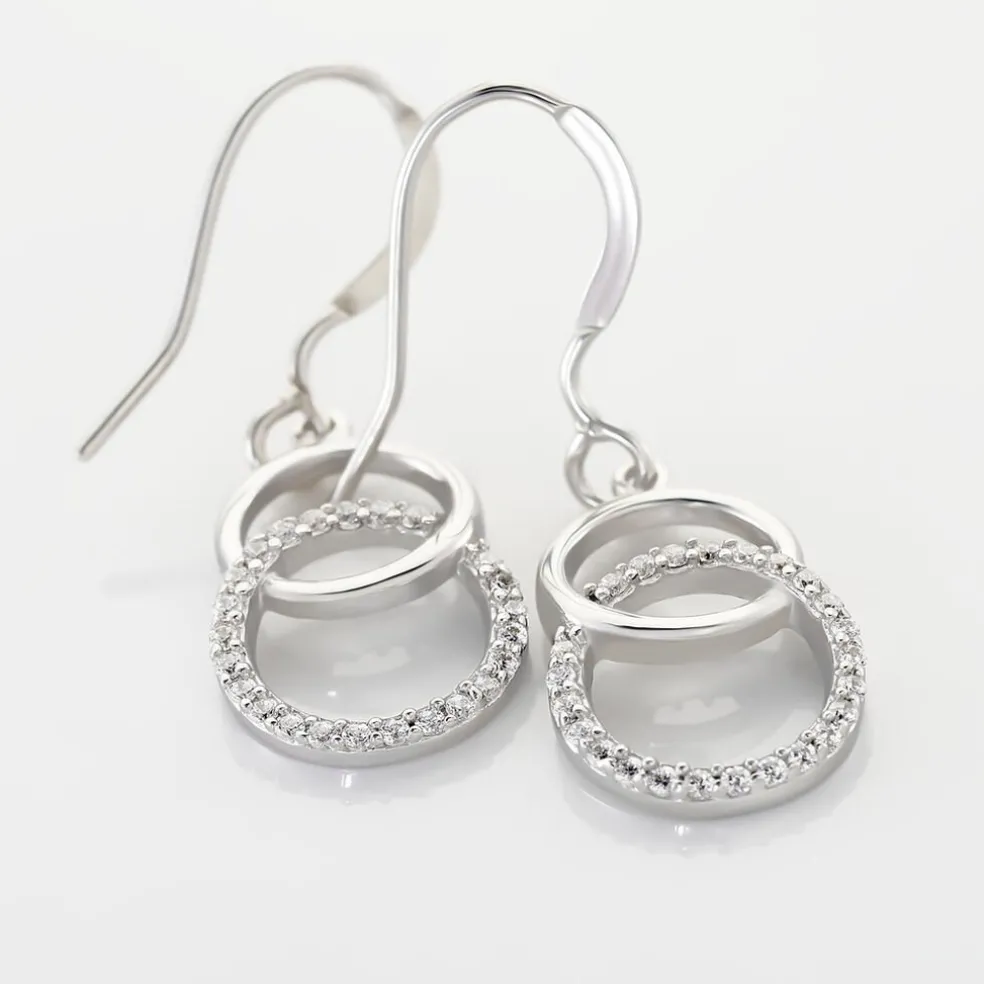 Boucles D'oreilles Pendantes Isabel Argent Blanc Oxyde De Zirconium