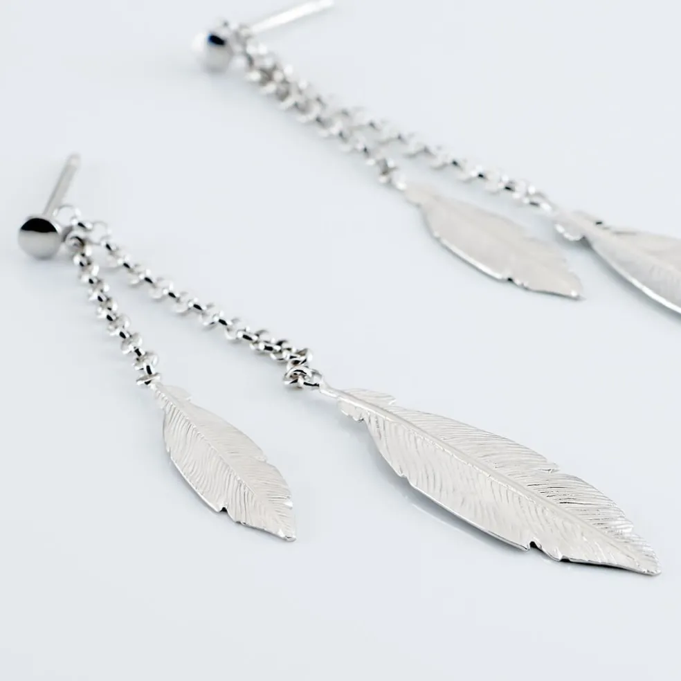 Boucles D'oreilles Pendantes Euriell Argent Blanc
