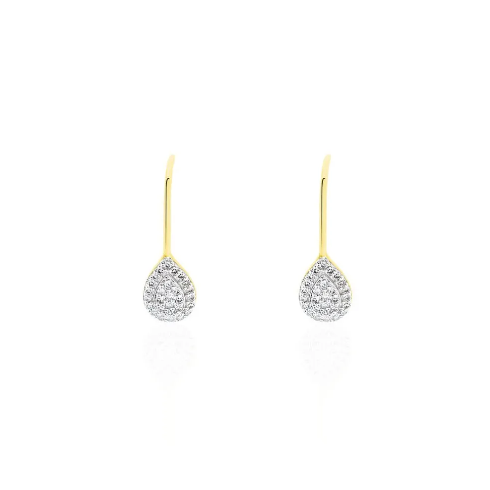 Boucles D'oreilles Pendantes Ursanne Or Jaune Diamants
