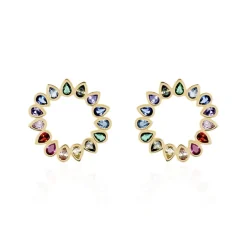 Boucles D'oreilles Pendantes Plaqué Or Jaune Ethem Pierres