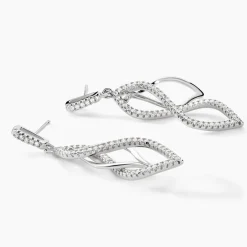 Boucles D'oreilles Pendantes Malika Argent Blanc Oxyde De Zirconium