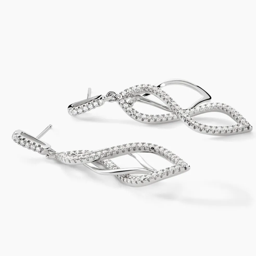 Boucles D'oreilles Pendantes Malika Argent Blanc Oxyde De Zirconium