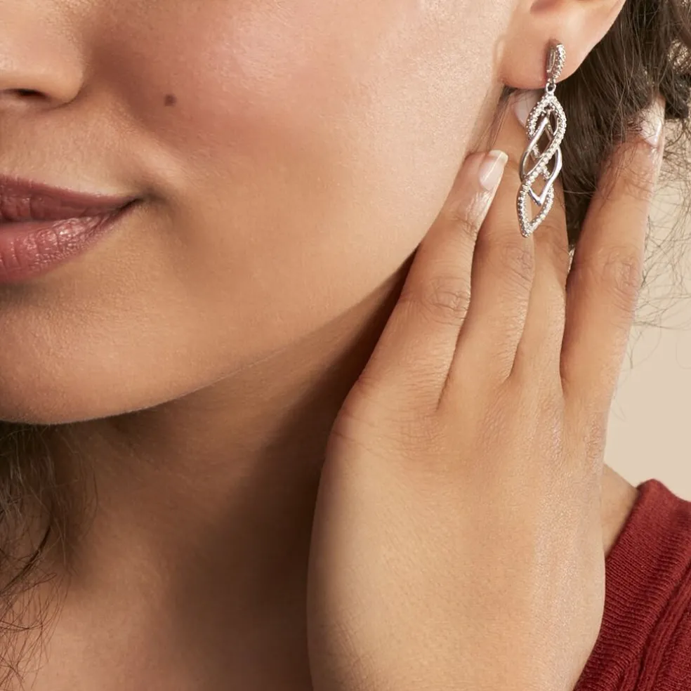 Boucles D'oreilles Pendantes Malika Argent Blanc Oxyde De Zirconium