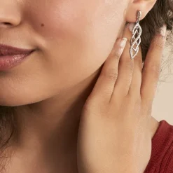 Boucles D'oreilles Pendantes Malika Argent Blanc Oxyde De Zirconium