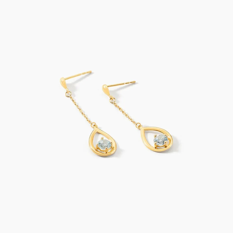Boucles D'oreilles Pendantes Or Jaune Ossian Topaze
