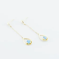 Boucles D'oreilles Pendantes Or Jaune Ossian Topaze