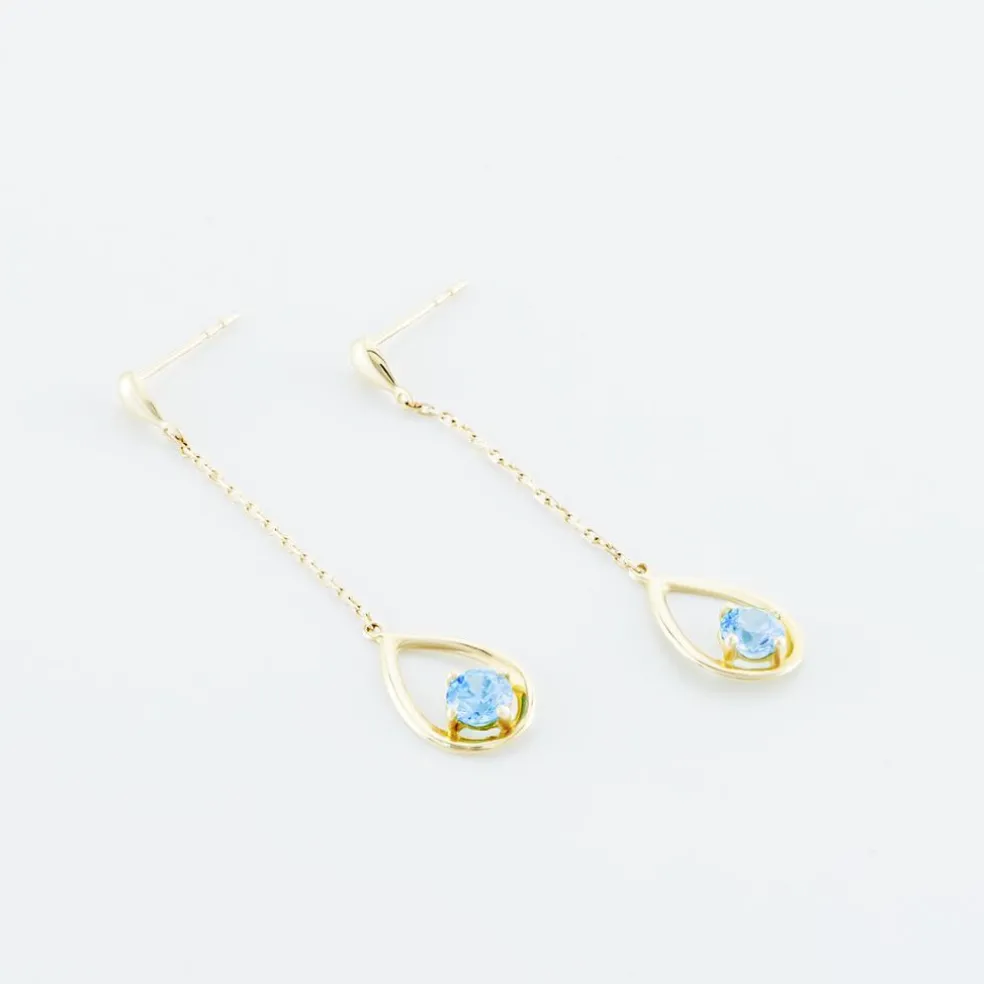 Boucles D'oreilles Pendantes Or Jaune Ossian Topaze