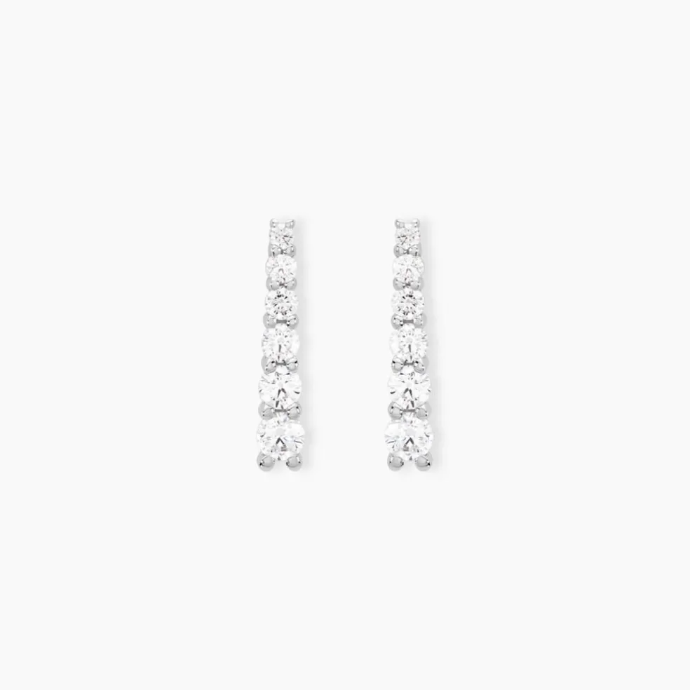 Boucles D'oreilles Pendantes Georas Or Blanc Oxyde