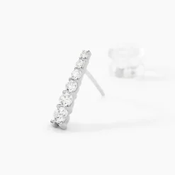 Boucles D'oreilles Pendantes Georas Or Blanc Oxyde