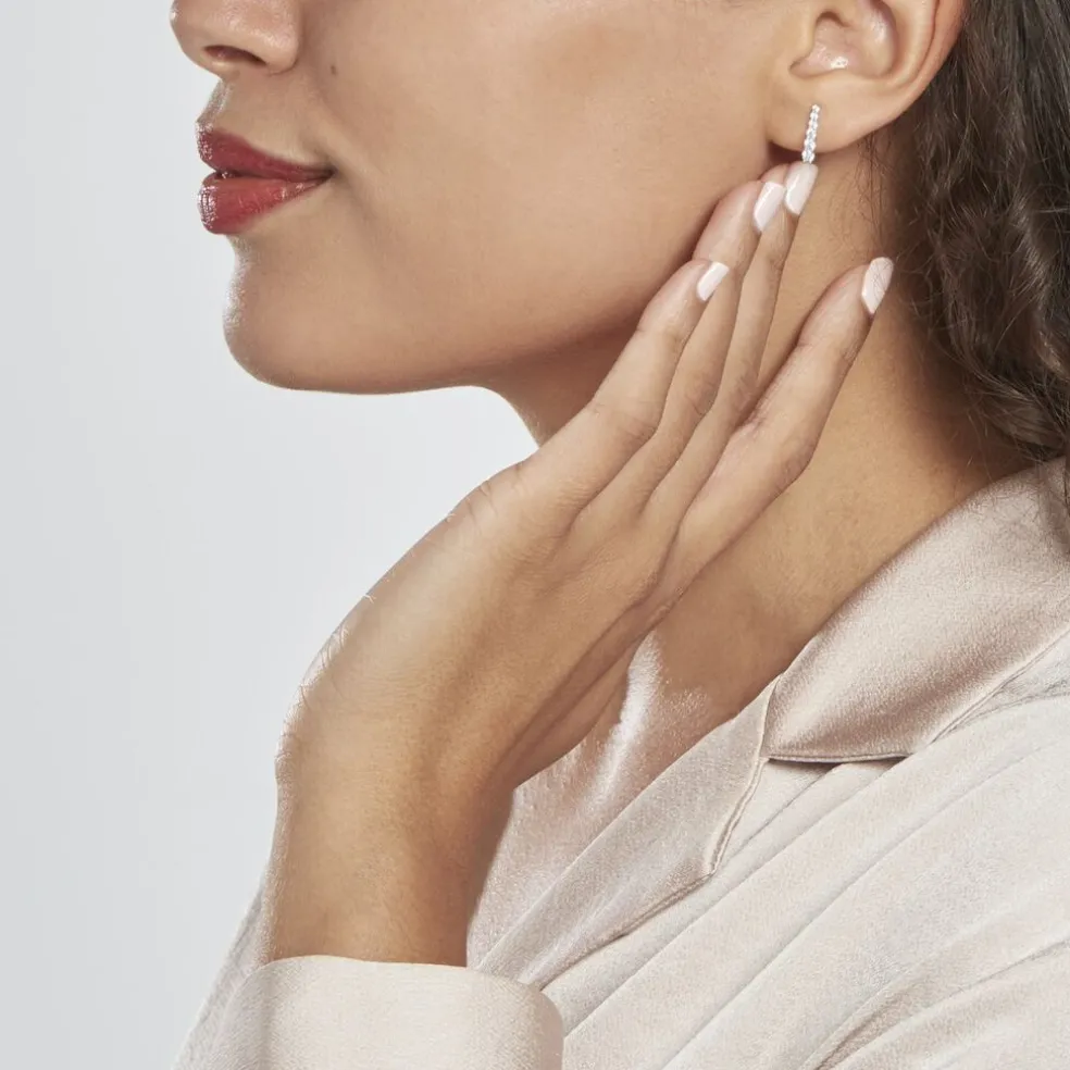 Boucles D'oreilles Pendantes Georas Or Blanc Oxyde