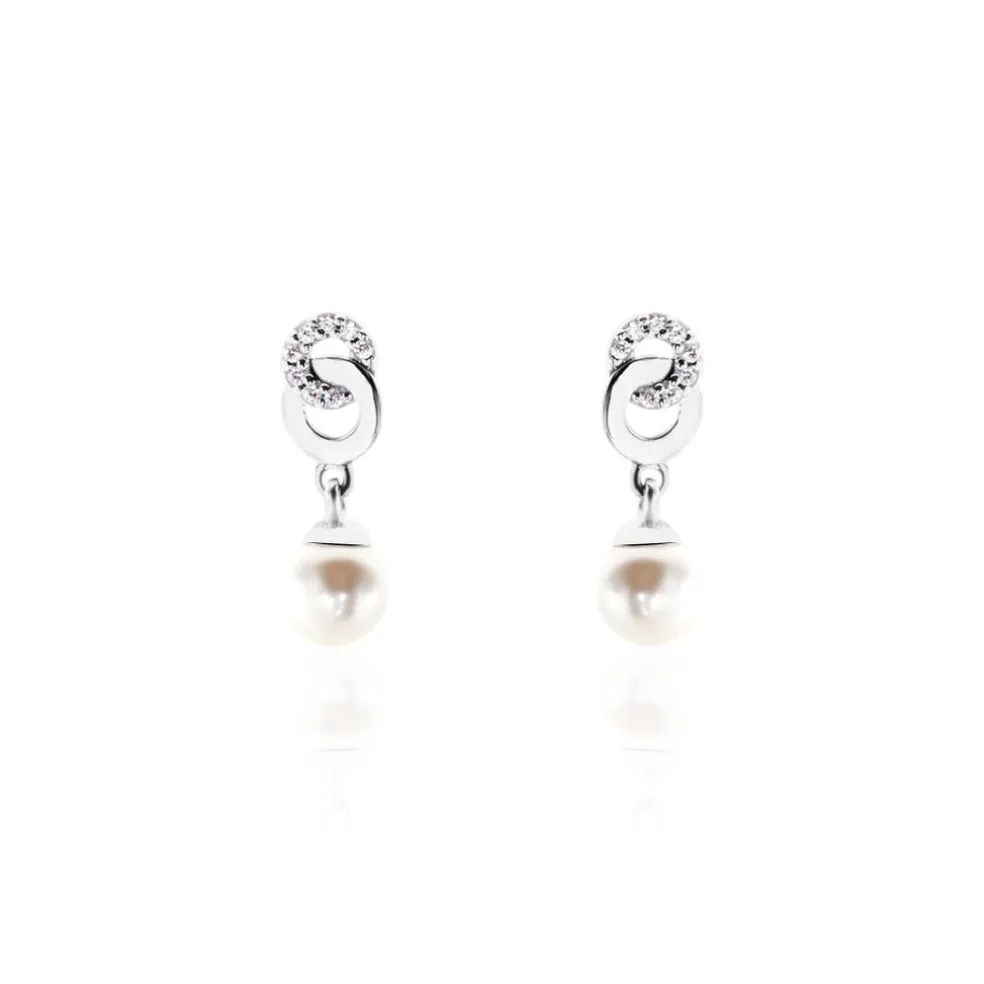 Boucles D'oreilles Pendantes Anilie Argent Blanc Perle D'imitation