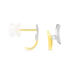 Boucles D'oreilles Pendantes Ascagne Or Bicolore Oxyde De Zirconium