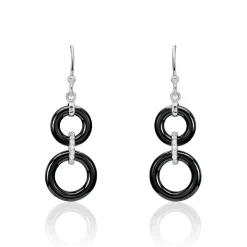 Boucles D'oreilles Pendantes Narcissa Argent Blanc Céramique Et Oxyde