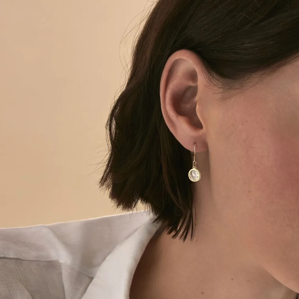 Boucles D'oreilles Pendantes Naïade Or Jaune Nacre