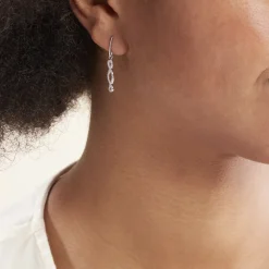 Boucles D'oreilles Pendantes Carla Argent Blanc Oxyde De Zirconium